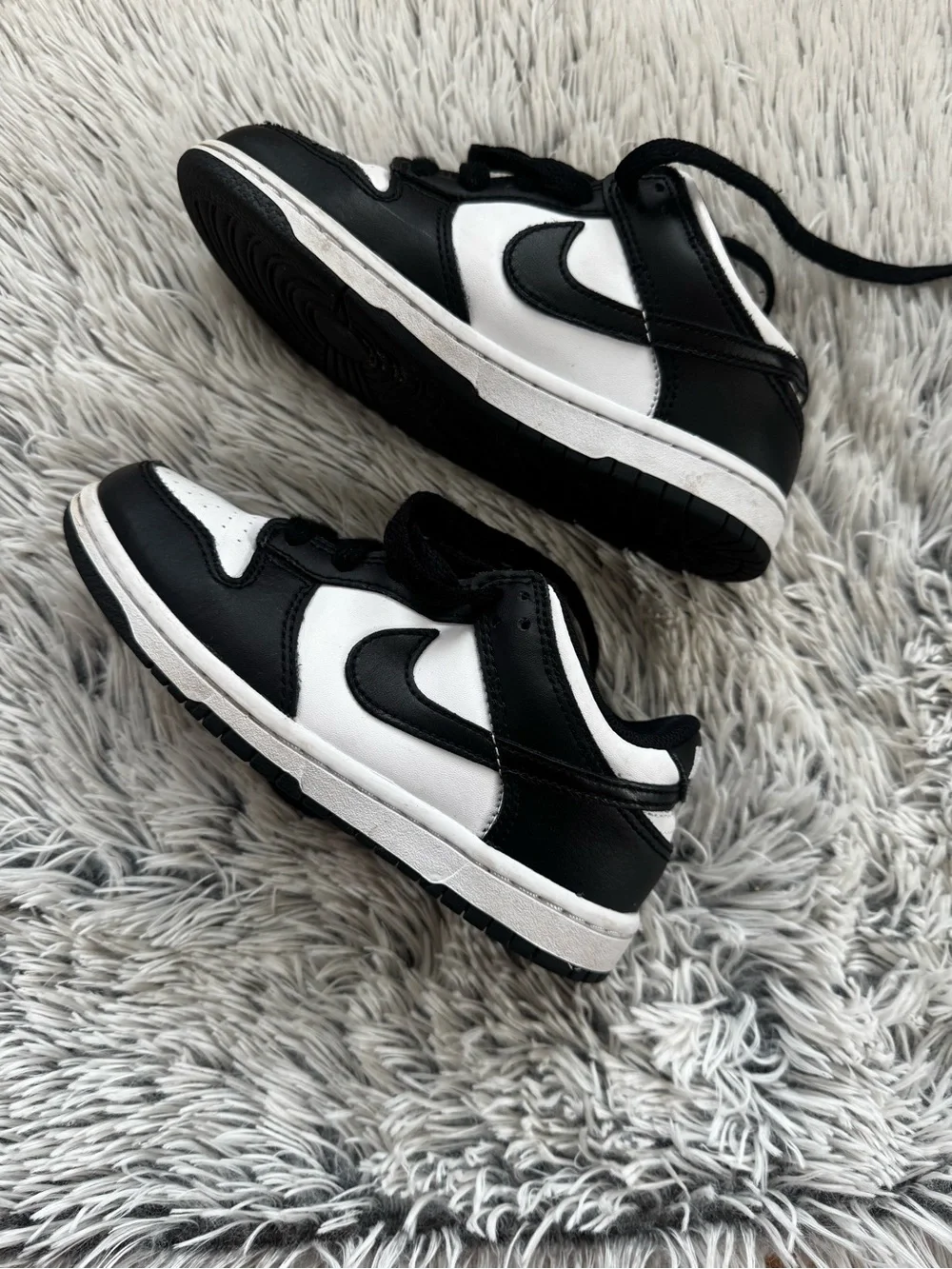 Kids Black and White Nike Dunks, Size 13